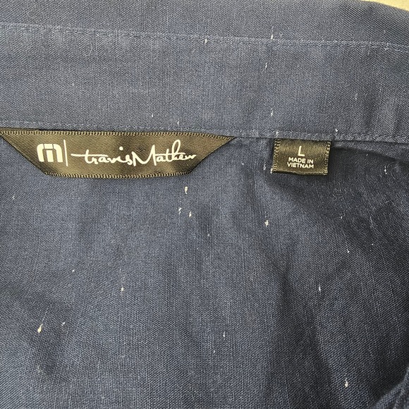 Travis Mathew Navy Blue Studebaker Short Sleeve Regular Shirt Mens Large - Picture 6 of 8